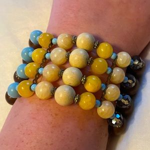 Multicolor Stretch Bracelet Neutral Beads OS